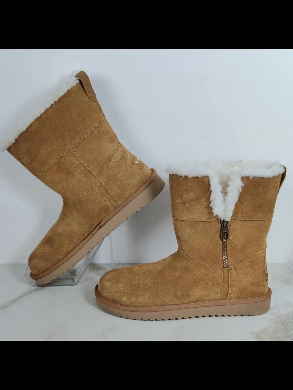 Kookaburra by UGG Aribel Suede Shearling Zip Short Boots, Sz 8
